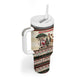 Kenya Christmas Santa Wildlife Tumbler With Handle Heri Ya Krismasi - Elephant Giraffe - Ugly Pixel Art