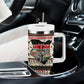 Kenya Christmas Santa Wildlife Tumbler With Handle Heri Ya Krismasi - Elephant Giraffe - Ugly Pixel Art