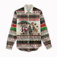 Kenya Christmas Santa Wildlife Women Casual Shirt Heri Ya Krismasi - Elephant Giraffe - Ugly Pixel Art