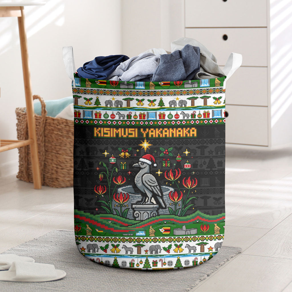 Zimbabwe Christmas Bird Elephant Laundry Basket Kisimusi Yakanaka - Bird Victoria Falls - Ugly Pixel Art