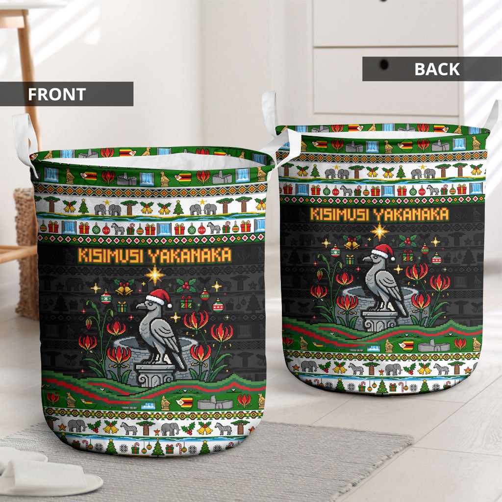 Zimbabwe Christmas Bird Elephant Laundry Basket Kisimusi Yakanaka - Bird Victoria Falls - Ugly Pixel Art