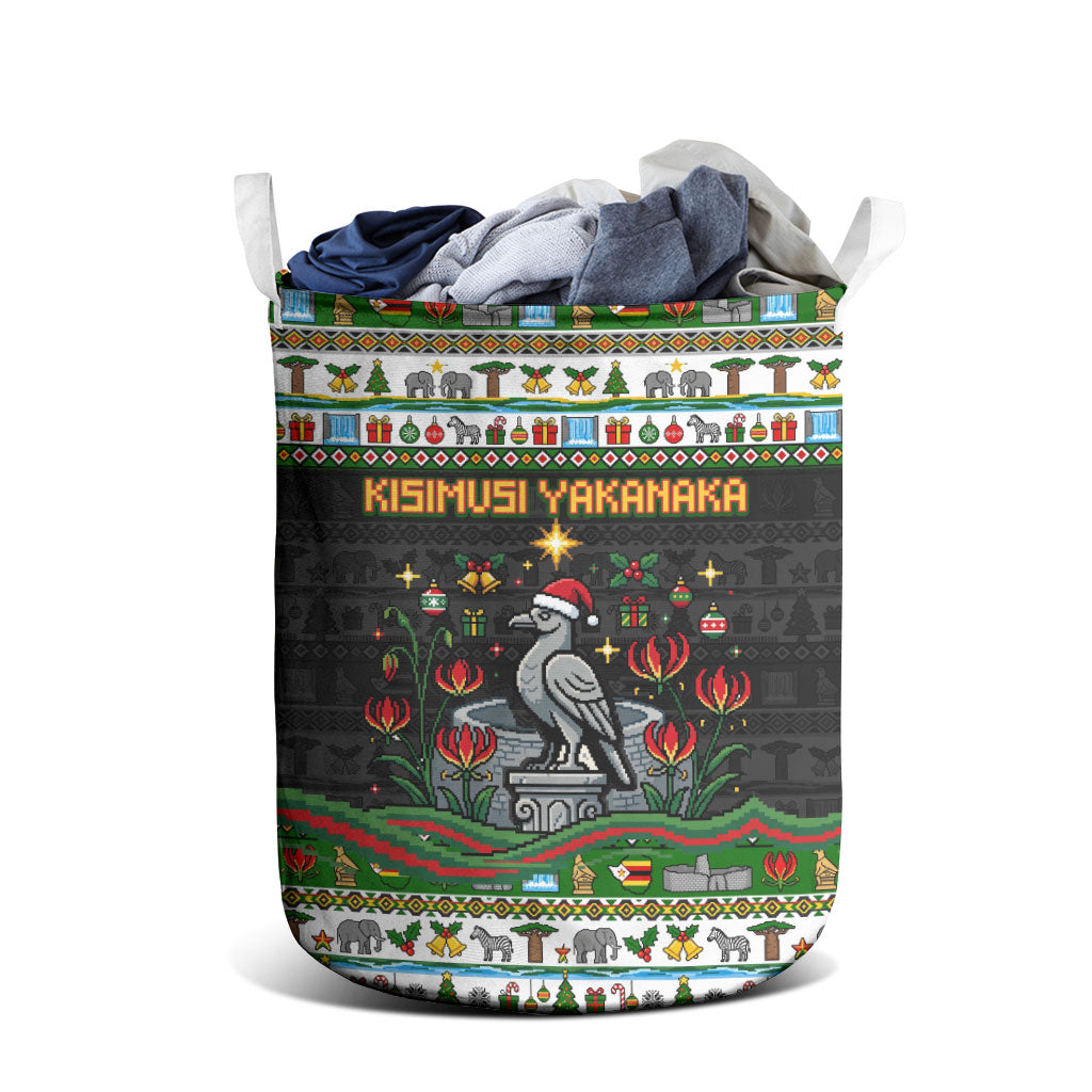 Zimbabwe Christmas Bird Elephant Laundry Basket Kisimusi Yakanaka - Bird Victoria Falls - Ugly Pixel Art