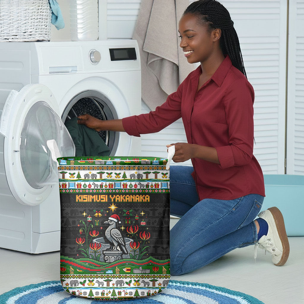 Zimbabwe Christmas Bird Elephant Laundry Basket Kisimusi Yakanaka - Bird Victoria Falls - Ugly Pixel Art