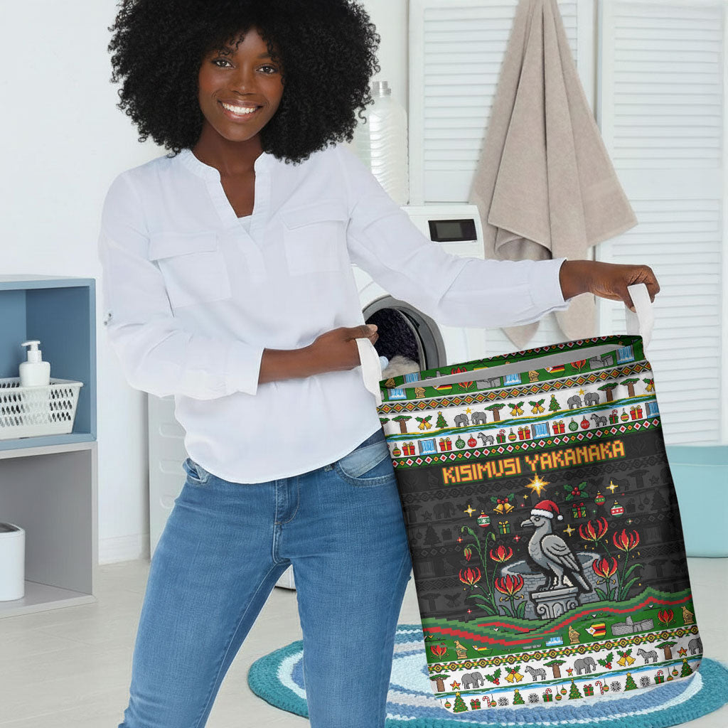 Zimbabwe Christmas Bird Elephant Laundry Basket Kisimusi Yakanaka - Bird Victoria Falls - Ugly Pixel Art