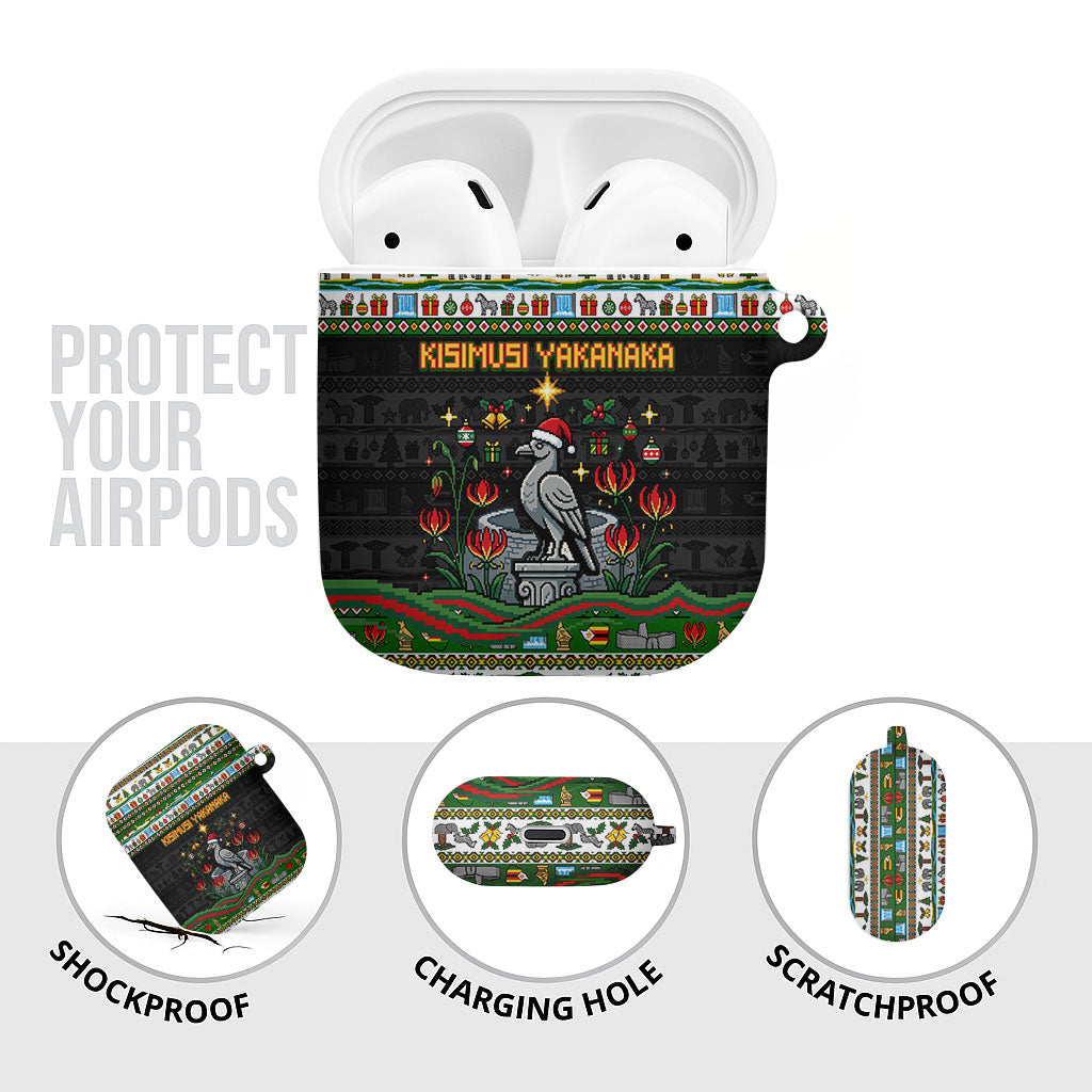 Zimbabwe Christmas Bird Elephant AirPods Case Kisimusi Yakanaka - Bird Victoria Falls - Ugly Pixel Art