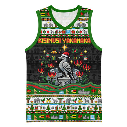 Zimbabwe Christmas Bird Elephant Basketball Jersey Kisimusi Yakanaka - Bird Victoria Falls - Ugly Pixel Art