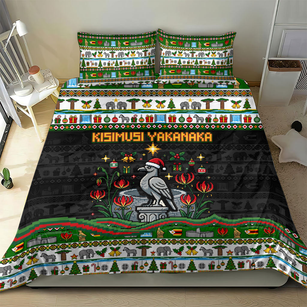 Zimbabwe Christmas Bird Elephant Bedding Set Kisimusi Yakanaka - Bird Victoria Falls - Ugly Pixel Art