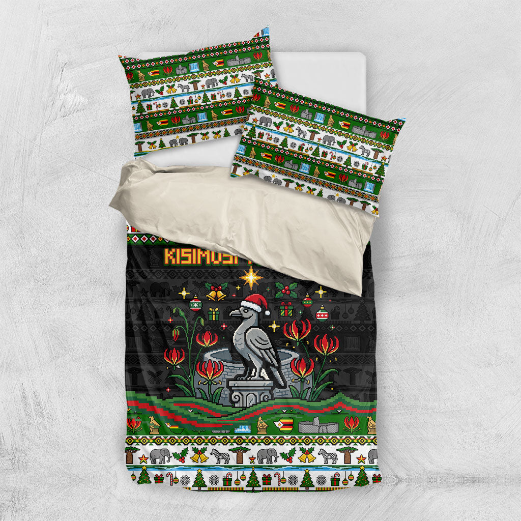 Zimbabwe Christmas Bird Elephant Bedding Set Kisimusi Yakanaka - Bird Victoria Falls - Ugly Pixel Art