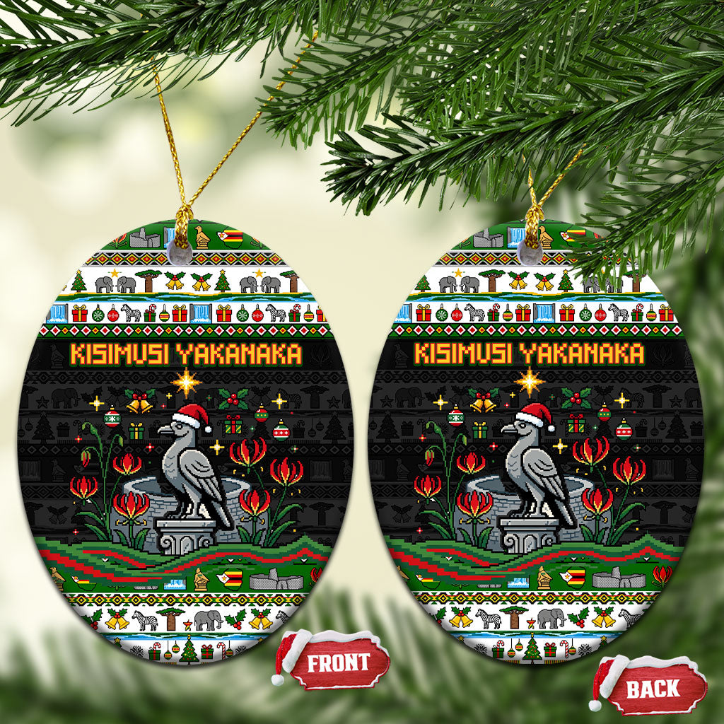 Zimbabwe Christmas Bird Elephant Ceramic Ornament Kisimusi Yakanaka - Bird Victoria Falls - Ugly Pixel Art