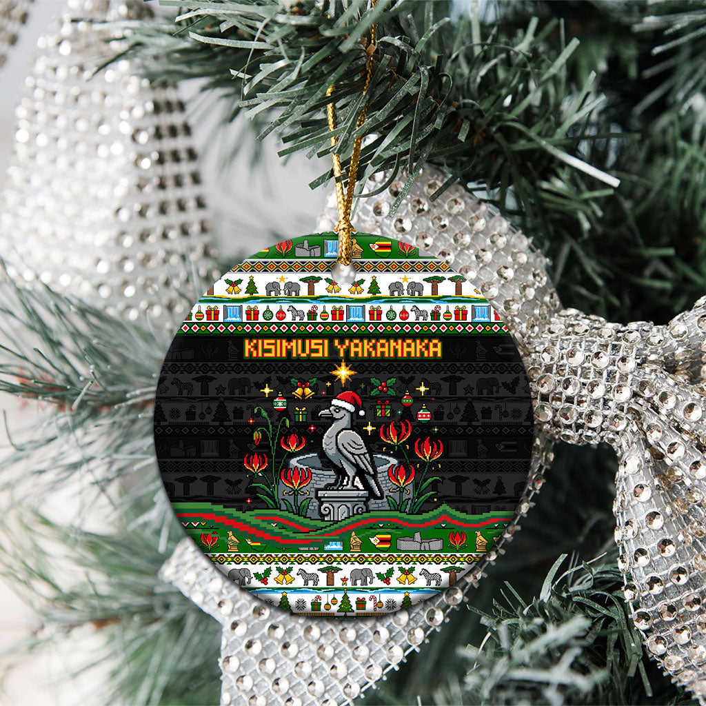 Zimbabwe Christmas Bird Elephant Ceramic Ornament Kisimusi Yakanaka - Bird Victoria Falls - Ugly Pixel Art