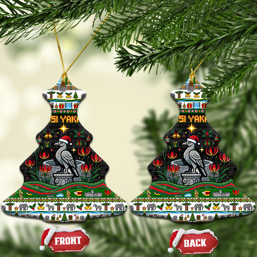 Zimbabwe Christmas Bird Elephant Ceramic Ornament Kisimusi Yakanaka - Bird Victoria Falls - Ugly Pixel Art