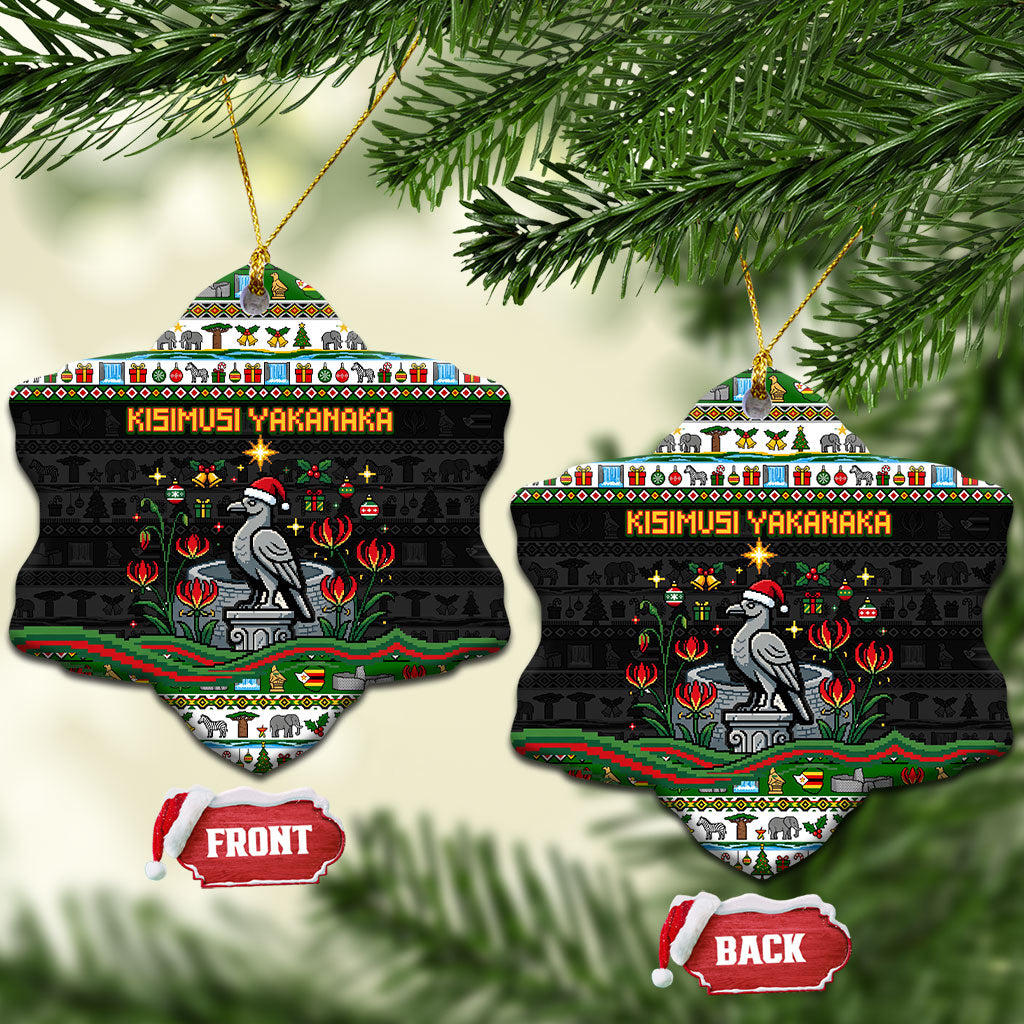 Zimbabwe Christmas Bird Elephant Ceramic Ornament Kisimusi Yakanaka - Bird Victoria Falls - Ugly Pixel Art
