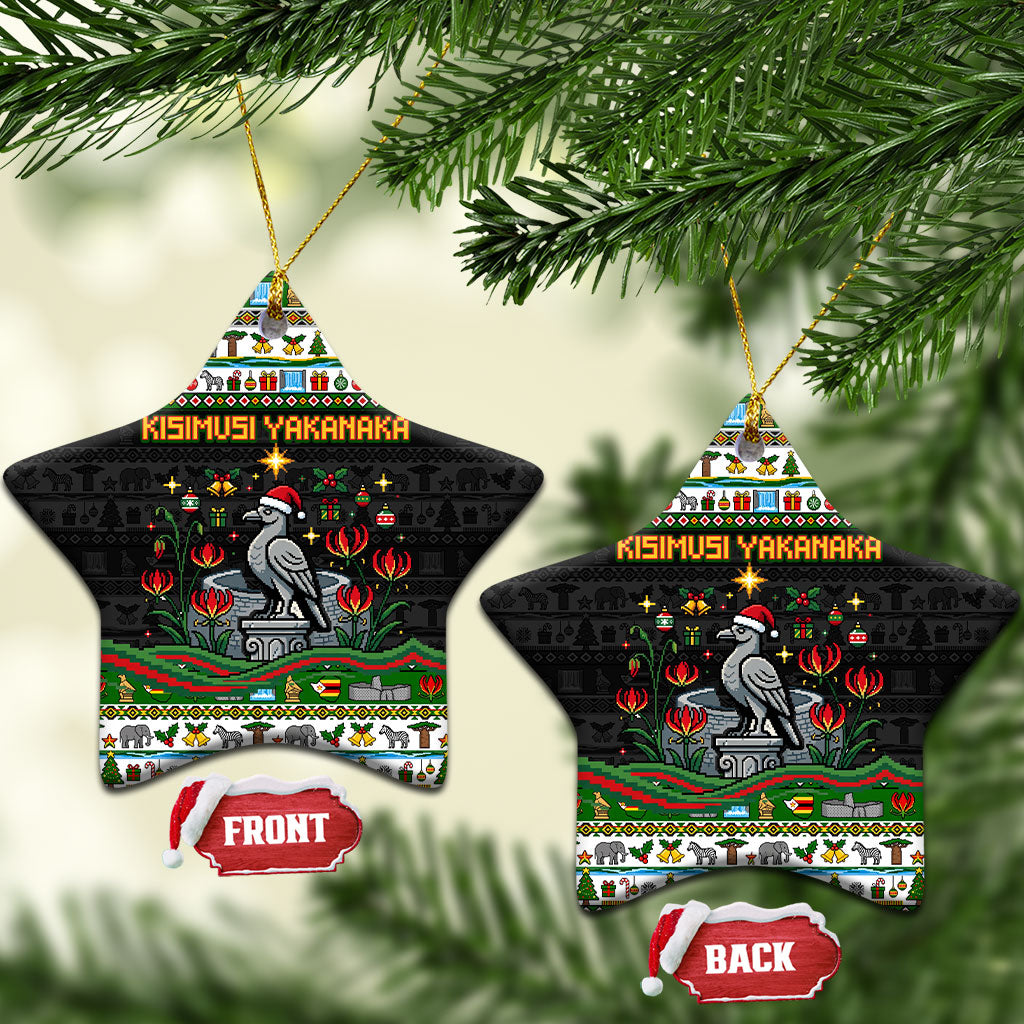 Zimbabwe Christmas Bird Elephant Ceramic Ornament Kisimusi Yakanaka - Bird Victoria Falls - Ugly Pixel Art