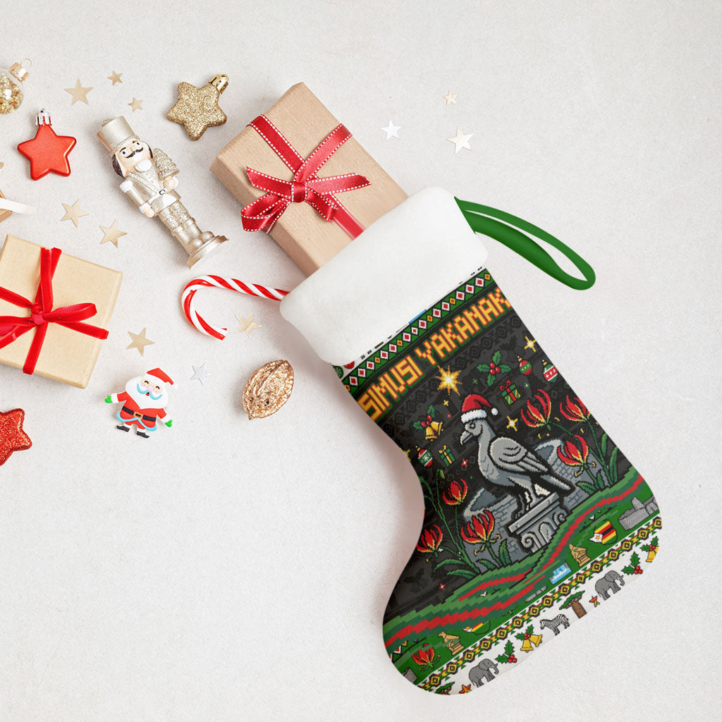 Zimbabwe Christmas Bird Elephant Christmas Stocking Kisimusi Yakanaka - Bird Victoria Falls - Ugly Pixel Art