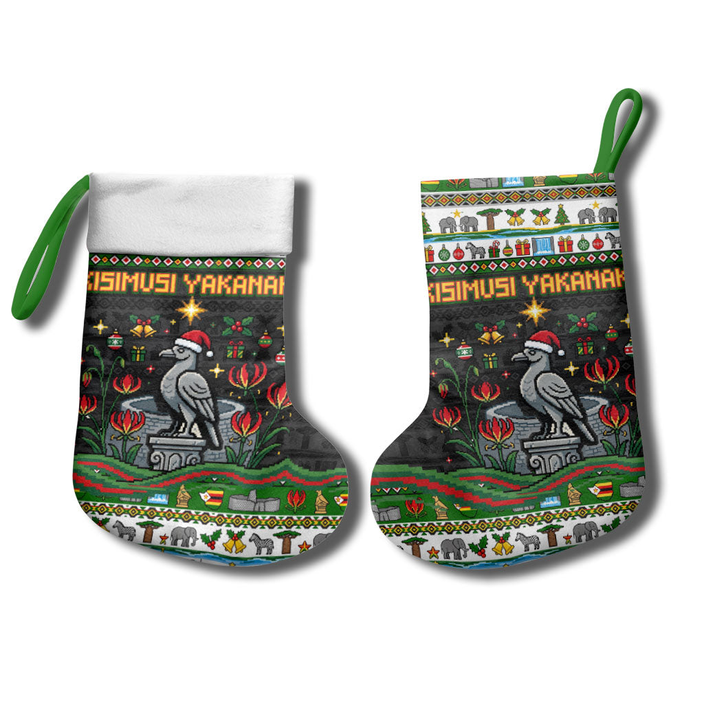 Zimbabwe Christmas Bird Elephant Christmas Stocking Kisimusi Yakanaka - Bird Victoria Falls - Ugly Pixel Art