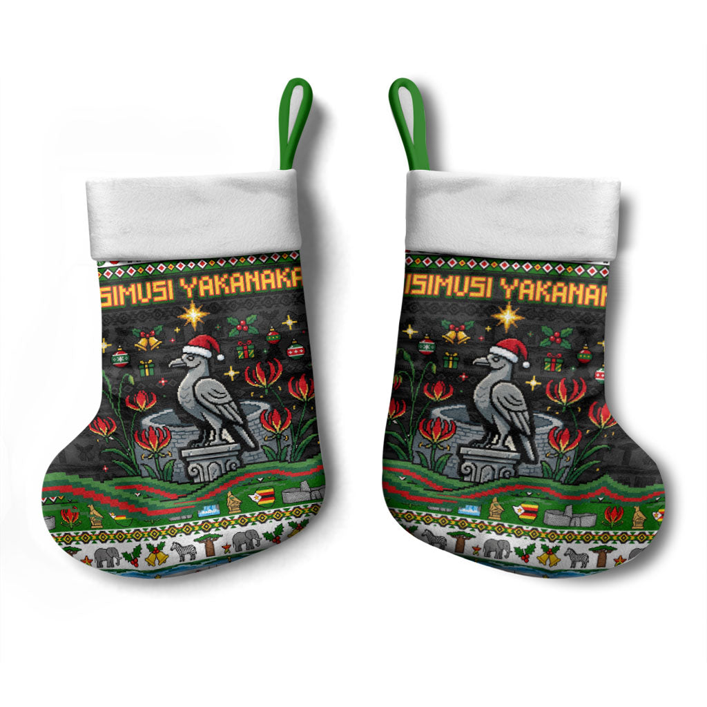 Zimbabwe Christmas Bird Elephant Christmas Stocking Kisimusi Yakanaka - Bird Victoria Falls - Ugly Pixel Art