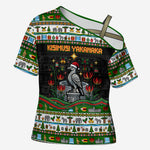 Zimbabwe Christmas Bird Elephant Cross Shoulder Shirt Kisimusi Yakanaka - Bird Victoria Falls - Ugly Pixel Art