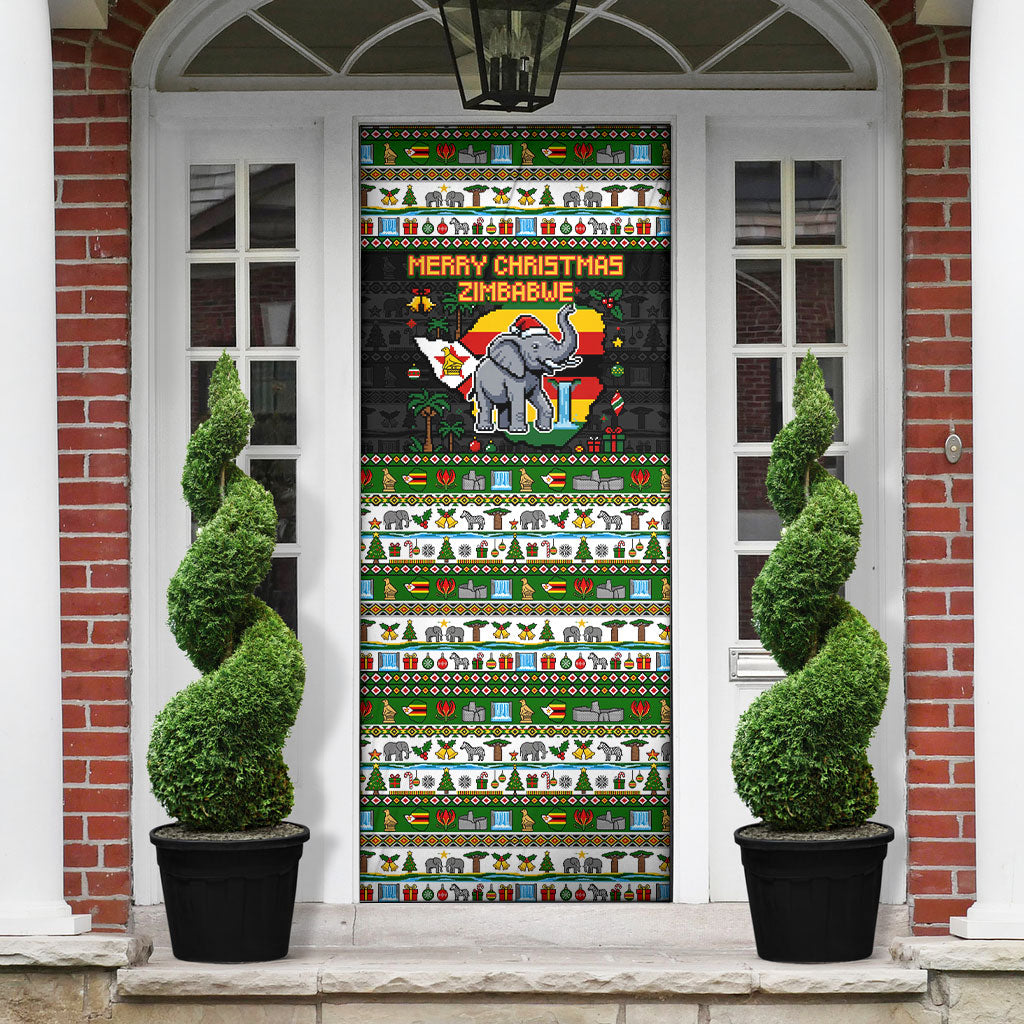 Zimbabwe Christmas Bird Elephant Door Cover Kisimusi Yakanaka - Bird Victoria Falls - Ugly Pixel Art