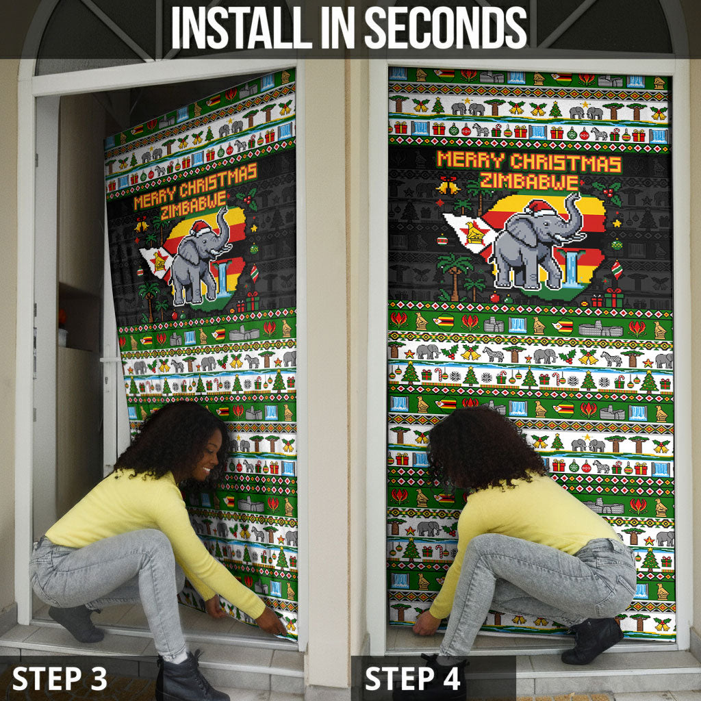 Zimbabwe Christmas Bird Elephant Door Cover Kisimusi Yakanaka - Bird Victoria Falls - Ugly Pixel Art