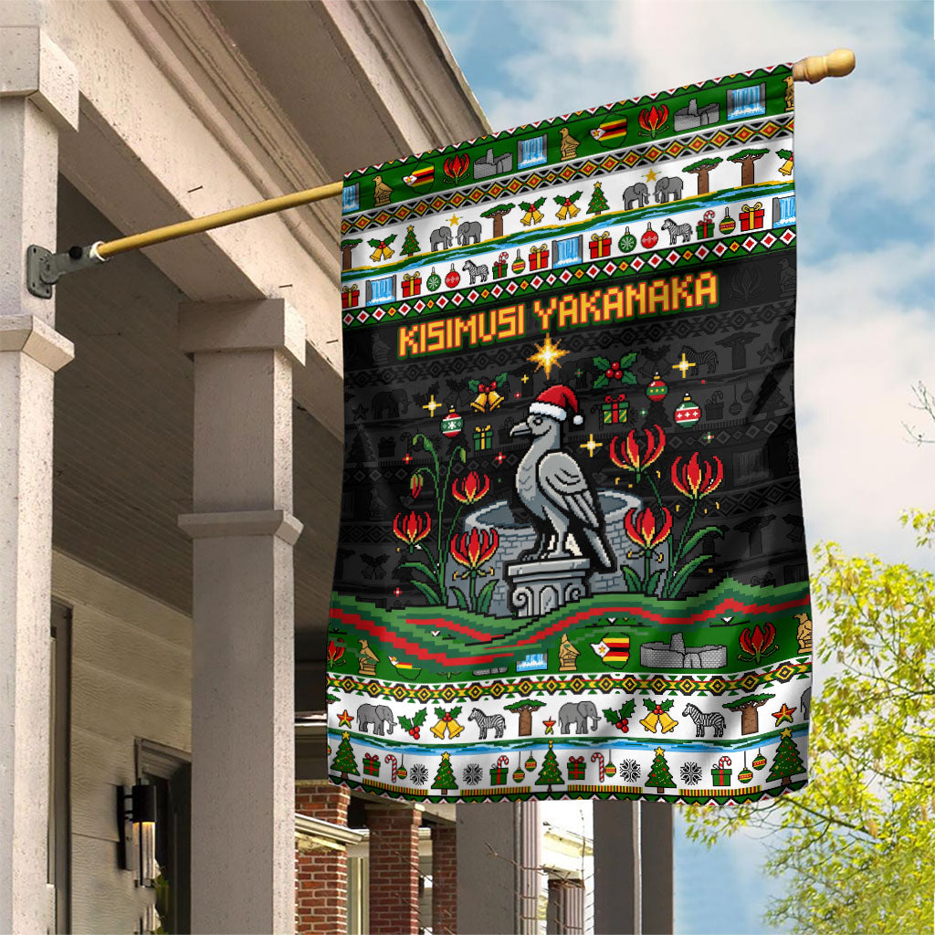 Zimbabwe Christmas Bird Elephant Garden Flag Kisimusi Yakanaka - Bird Victoria Falls - Ugly Pixel Art