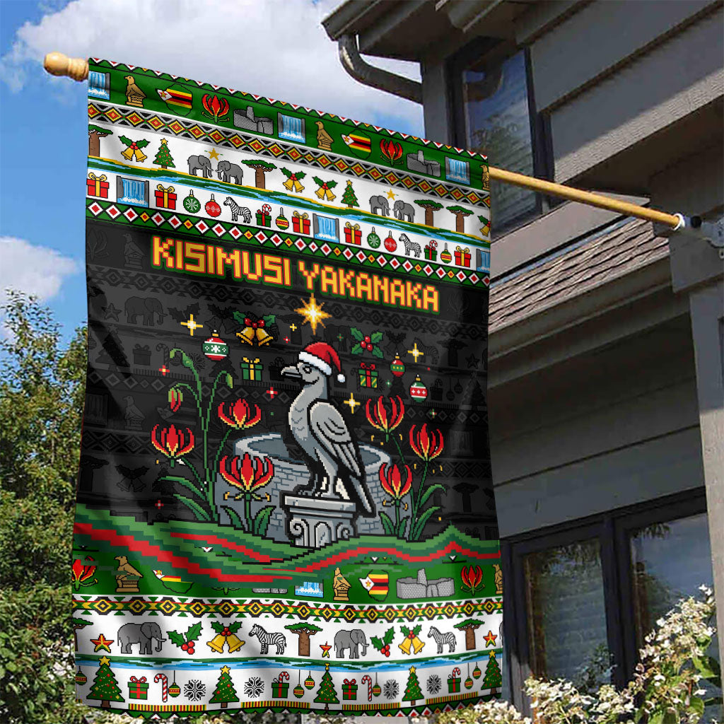 Zimbabwe Christmas Bird Elephant Garden Flag Kisimusi Yakanaka - Bird Victoria Falls - Ugly Pixel Art
