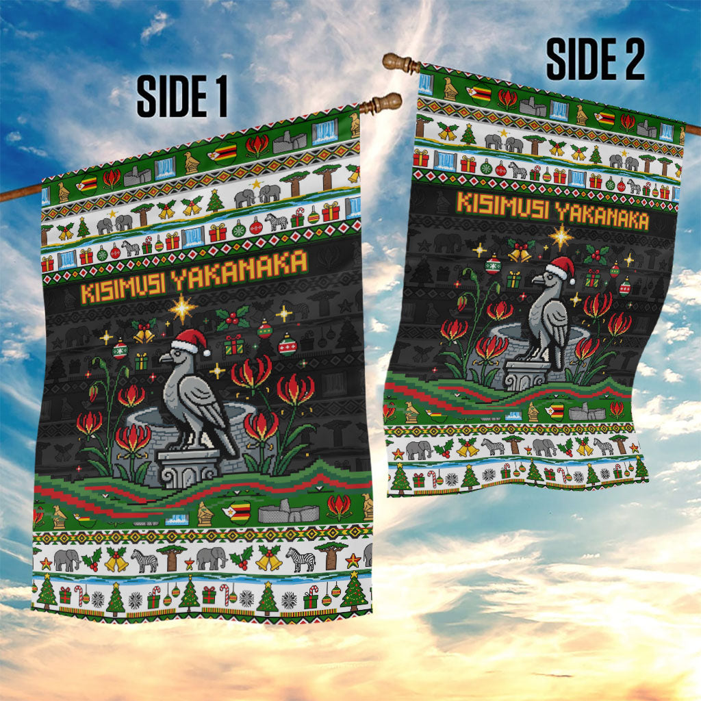 Zimbabwe Christmas Bird Elephant Garden Flag Kisimusi Yakanaka - Bird Victoria Falls - Ugly Pixel Art