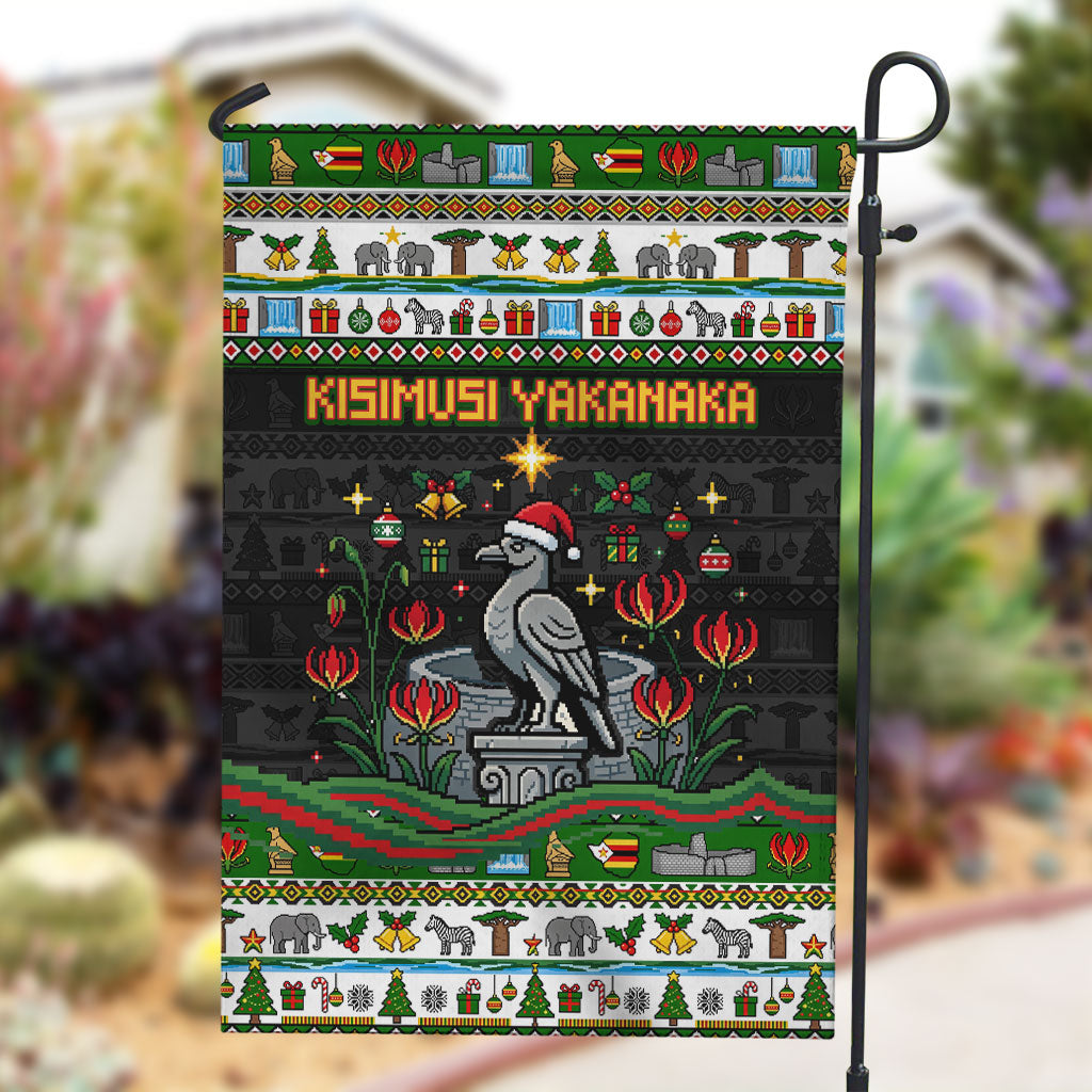 Zimbabwe Christmas Bird Elephant Garden Flag Kisimusi Yakanaka - Bird Victoria Falls - Ugly Pixel Art