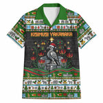 Zimbabwe Christmas Bird Elephant Hawaiian Shirt Kisimusi Yakanaka - Bird Victoria Falls - Ugly Pixel Art