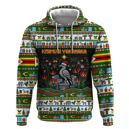 Zimbabwe Christmas Bird Elephant Hoodie Kisimusi Yakanaka - Bird Victoria Falls - Ugly Pixel Art