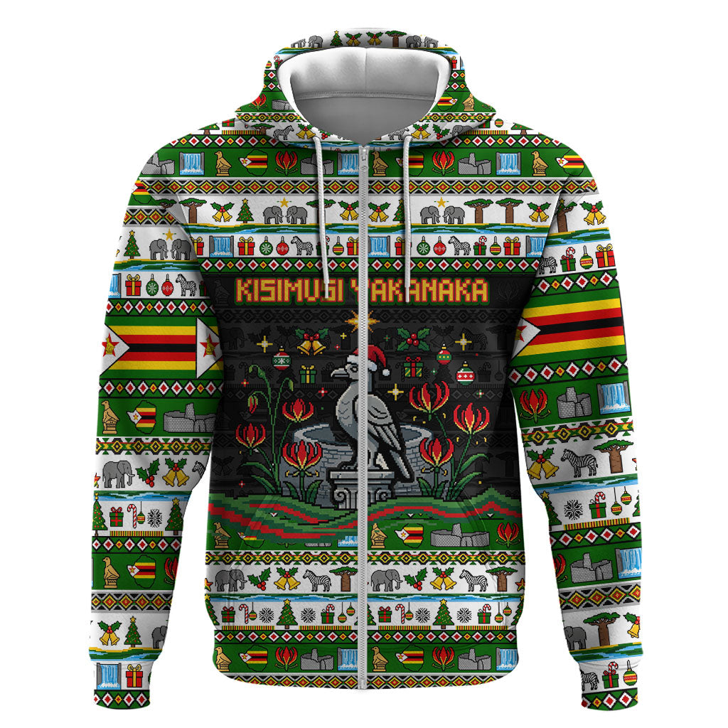 Zimbabwe Christmas Bird Elephant Hoodie Kisimusi Yakanaka - Bird Victoria Falls - Ugly Pixel Art