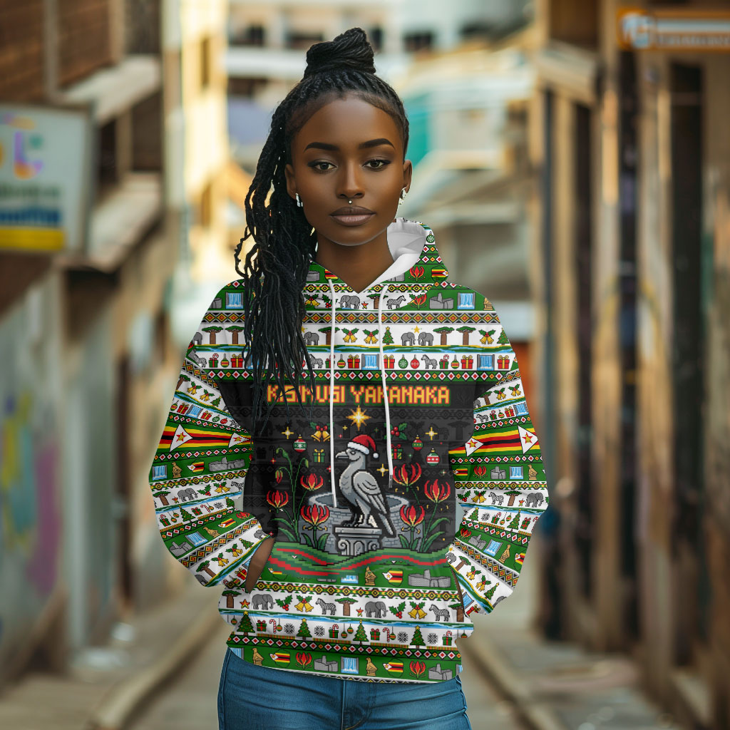 Zimbabwe Christmas Bird Elephant Hoodie Kisimusi Yakanaka - Bird Victoria Falls - Ugly Pixel Art