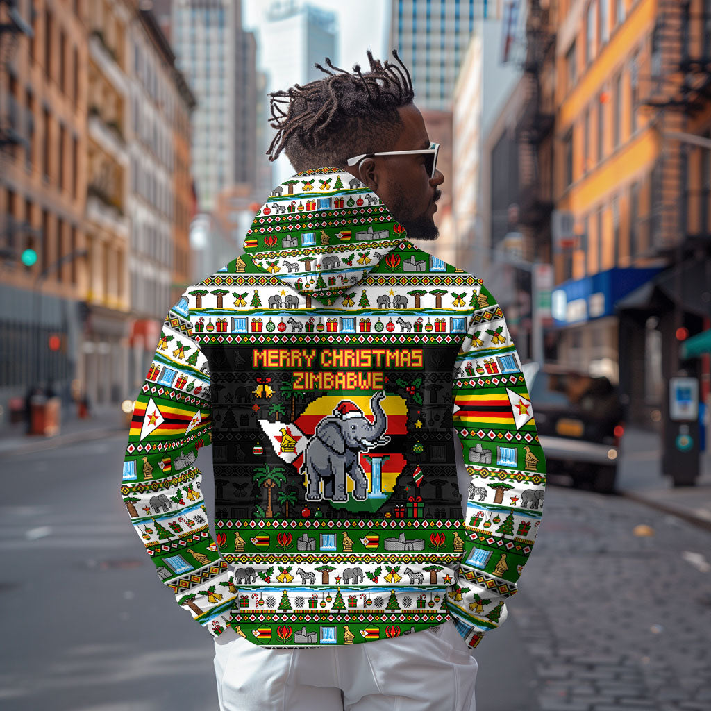 Zimbabwe Christmas Bird Elephant Hoodie Kisimusi Yakanaka - Bird Victoria Falls - Ugly Pixel Art