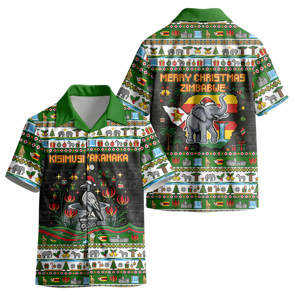 Zimbabwe Christmas Bird Elephant Kid Hawaiian Shirt Kisimusi Yakanaka ...