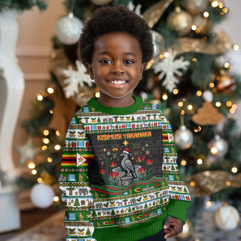 Zimbabwe Christmas Bird Elephant Kid Ugly Christmas Sweater Kisimusi Yakanaka - Bird Victoria Falls - Ugly Pixel Art