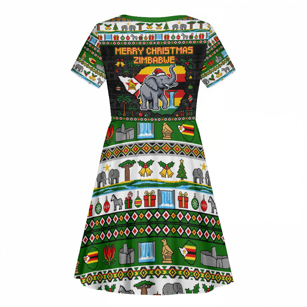 Zimbabwe Christmas Bird Elephant Kid Short Sleeve Dress Kisimusi ...