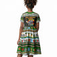 Zimbabwe Christmas Bird Elephant Kid Short Sleeve Dress Kisimusi Yakanaka - Bird Victoria Falls - Ugly Pixel Art