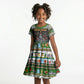 Zimbabwe Christmas Bird Elephant Kid Short Sleeve Dress Kisimusi Yakanaka - Bird Victoria Falls - Ugly Pixel Art