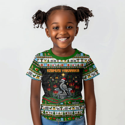 Zimbabwe Christmas Bird Elephant Kid T shirt Kisimusi Yakanaka - Bird Victoria Falls - Ugly Pixel Art