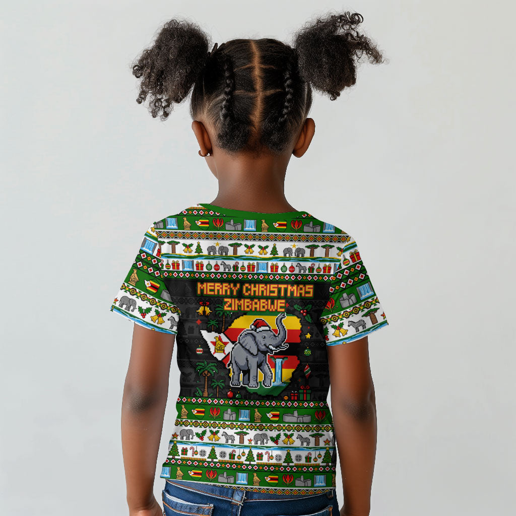 Zimbabwe Christmas Bird Elephant Kid T shirt Kisimusi Yakanaka - Bird Victoria Falls - Ugly Pixel Art