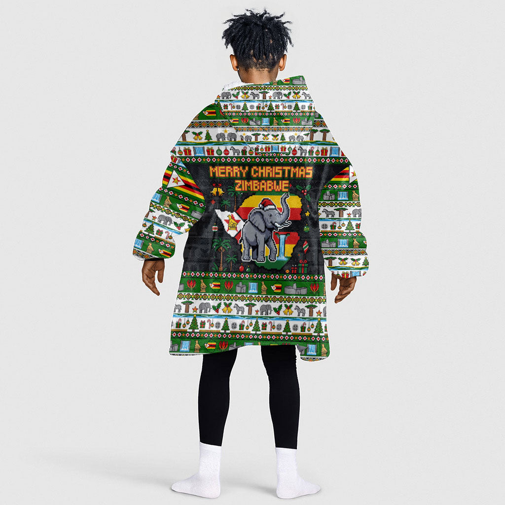 Zimbabwe Christmas Bird Elephant Kid Wearable Blanket Hoodie Kisimusi Yakanaka - Bird Victoria Falls - Ugly Pixel Art
