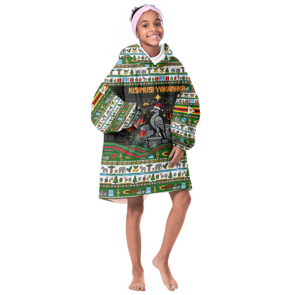 Zimbabwe Christmas Bird Elephant Kid Wearable Blanket Hoodie Kisimusi Yakanaka - Bird Victoria Falls - Ugly Pixel Art