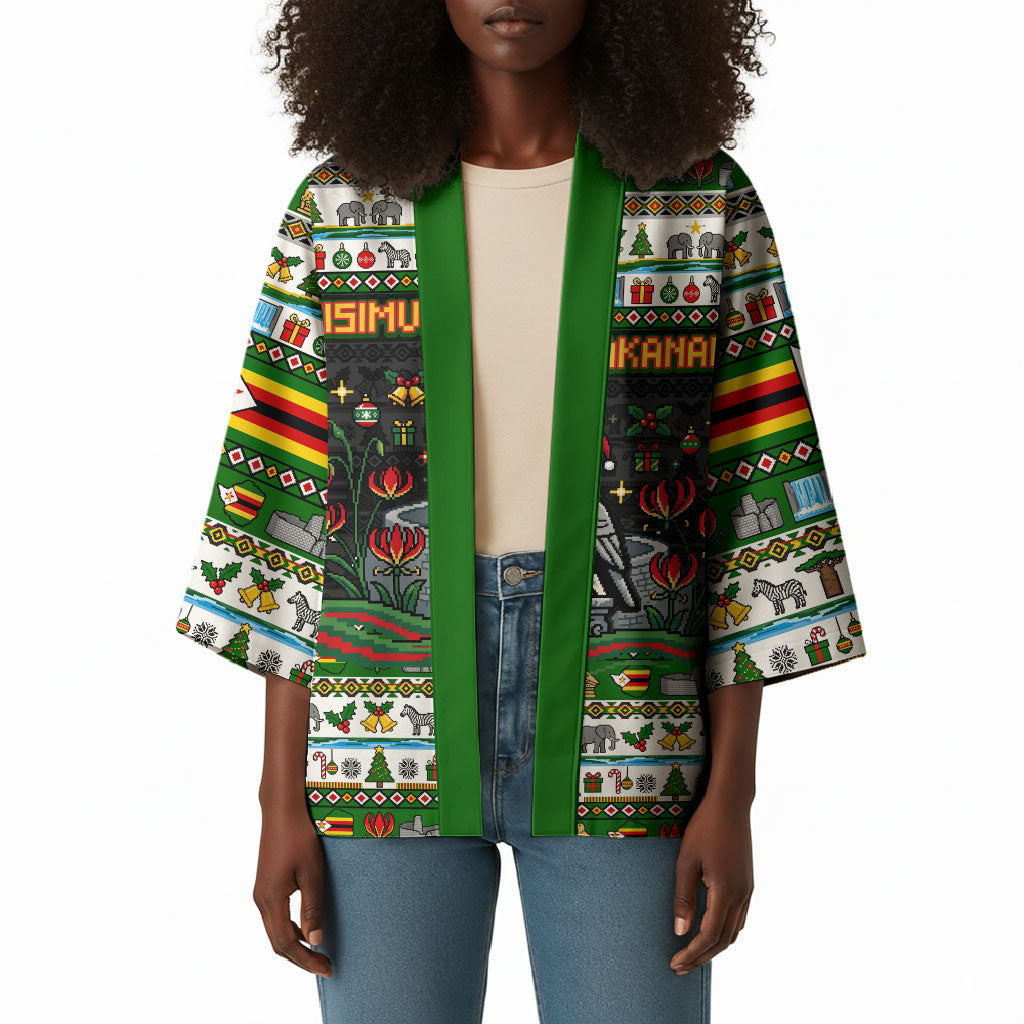 Zimbabwe Christmas Bird Elephant Kimono Kisimusi Yakanaka - Bird Victoria Falls - Ugly Pixel Art