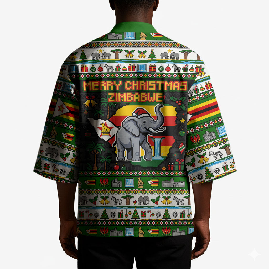 Zimbabwe Christmas Bird Elephant Kimono Kisimusi Yakanaka - Bird Victoria Falls - Ugly Pixel Art