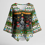 Zimbabwe Christmas Bird Elephant Kimono Sleeve Blouse Kisimusi Yakanaka - Bird Victoria Falls - Ugly Pixel Art