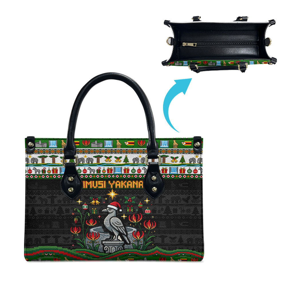 Zimbabwe Christmas Bird Elephant Leather Bag Kisimusi Yakanaka - Bird Victoria Falls - Ugly Pixel Art
