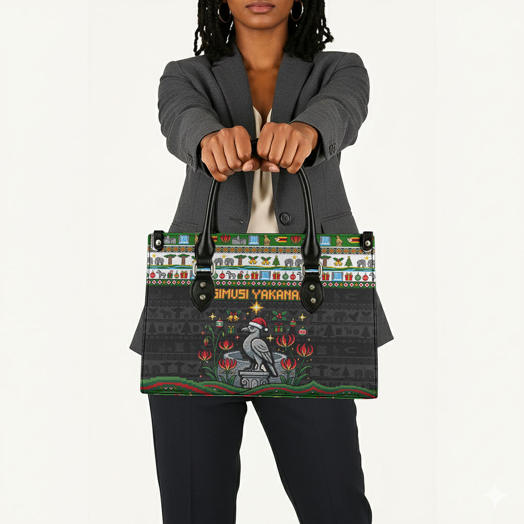 Zimbabwe Christmas Bird Elephant Leather Bag Kisimusi Yakanaka - Bird Victoria Falls - Ugly Pixel Art