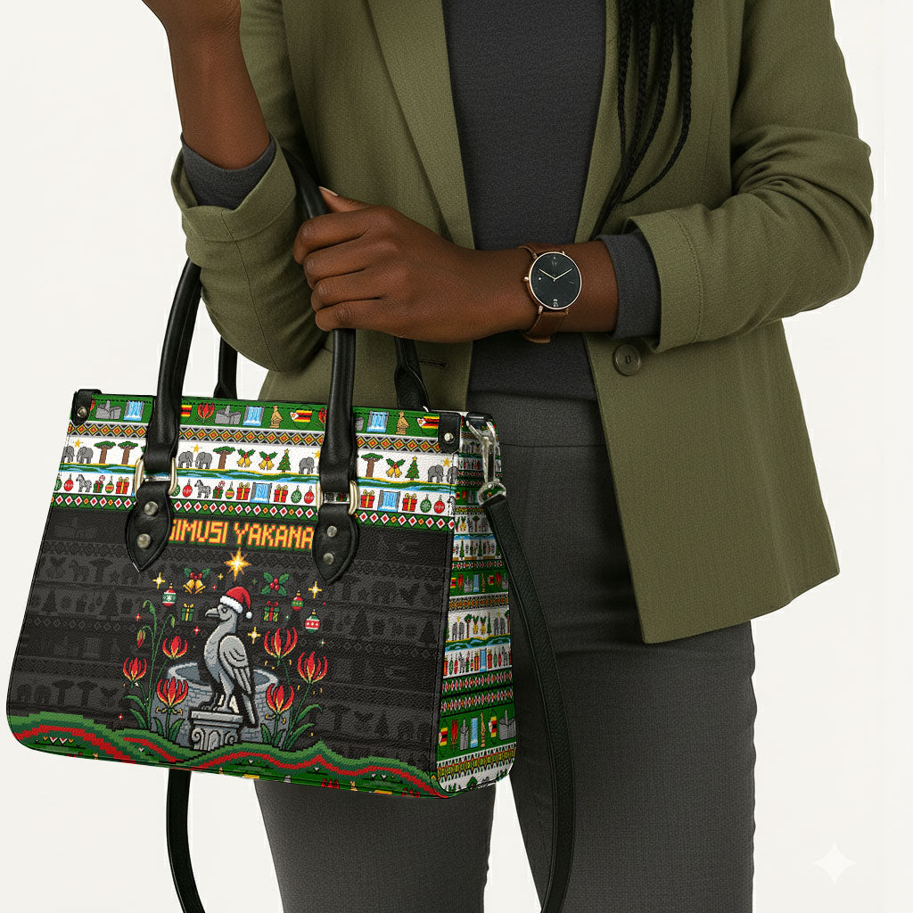 Zimbabwe Christmas Bird Elephant Leather Bag Kisimusi Yakanaka - Bird Victoria Falls - Ugly Pixel Art