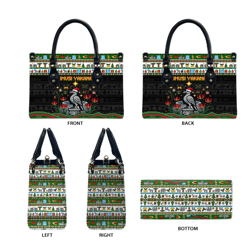 Zimbabwe Christmas Bird Elephant Leather Bag Kisimusi Yakanaka - Bird Victoria Falls - Ugly Pixel Art