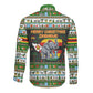 Zimbabwe Christmas Bird Elephant Long Sleeve Button Shirt Kisimusi Yakanaka - Bird Victoria Falls - Ugly Pixel Art