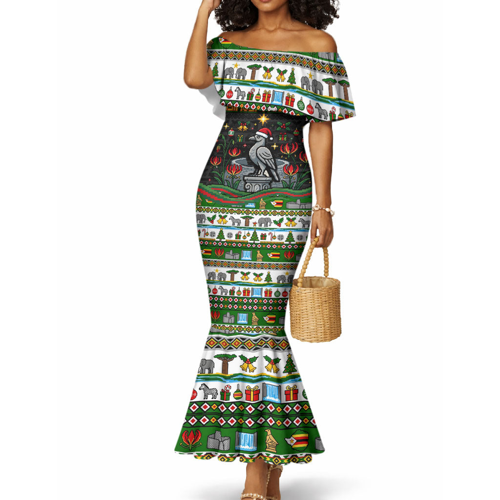 Zimbabwe Christmas Bird Elephant Mermaid Dress Kisimusi Yakanaka - Bird Victoria Falls - Ugly Pixel Art